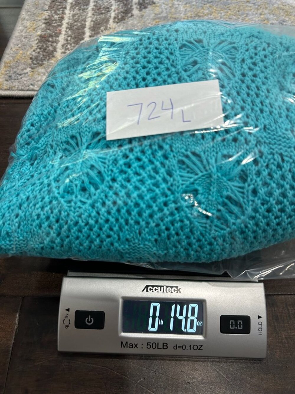 Joan Rivers 1X Turquoise Open Knit Cardigan Cable Eyelet Stitch Cozycore Boho - Picture 9 of 9